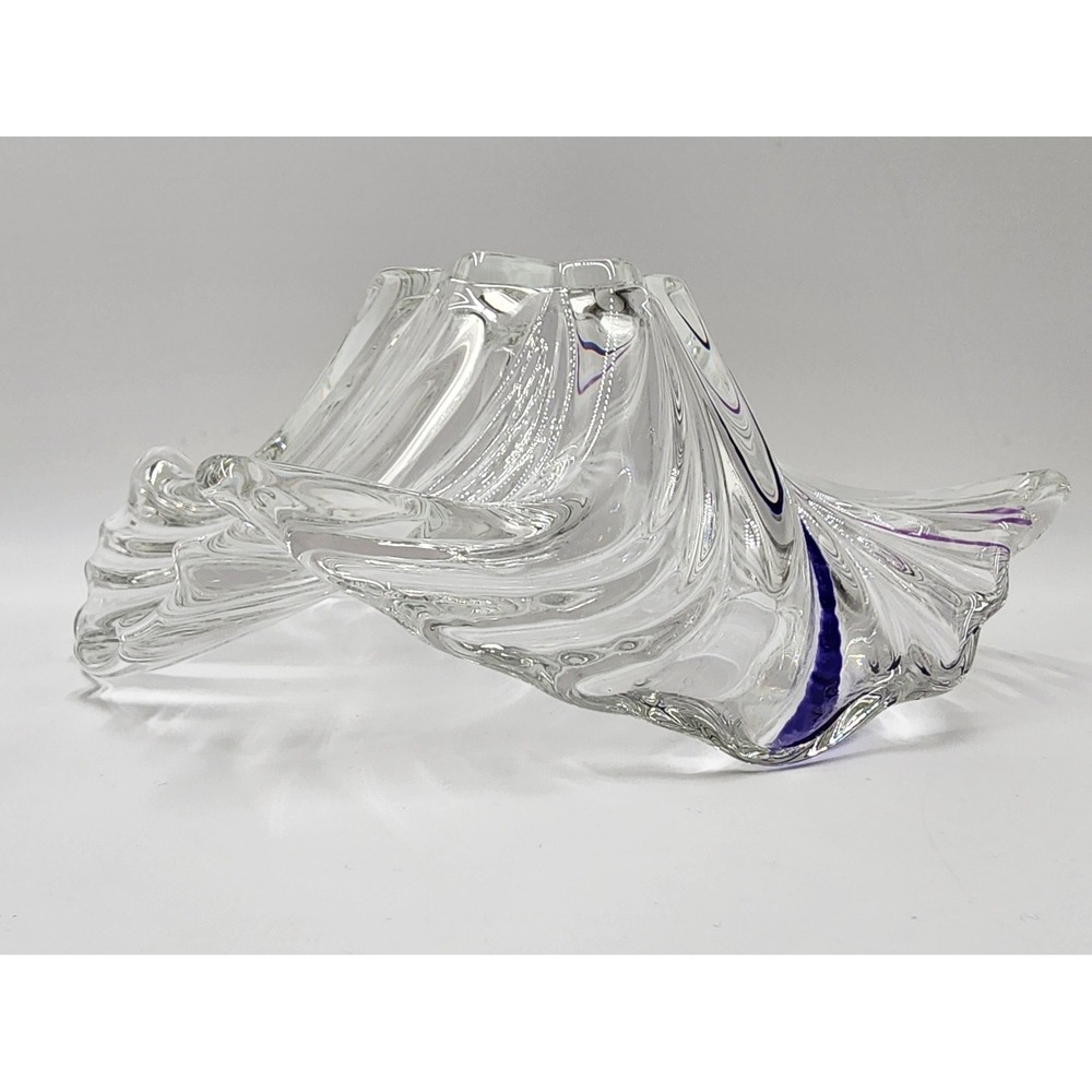 Mikasa Belle Epoque Clear Crystal/Blue Glass Wave Swirl Bowl Centerpiece Dish - Picture 12 of 16